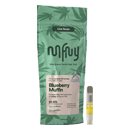 Green package labeled Blueberry Muffin cannabis flower with 20.01% THC.