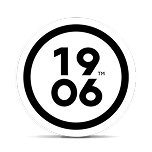 Black and white logo with 1906 inside a circle.