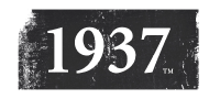 Bold white text 1937 with a trademark symbol on a textured black background.