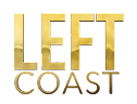 Left Coast in gold letters on a black background.