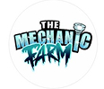 Logo with text The Mechanic Farm in stylized letters, featuring a wrench above the M in Farm.