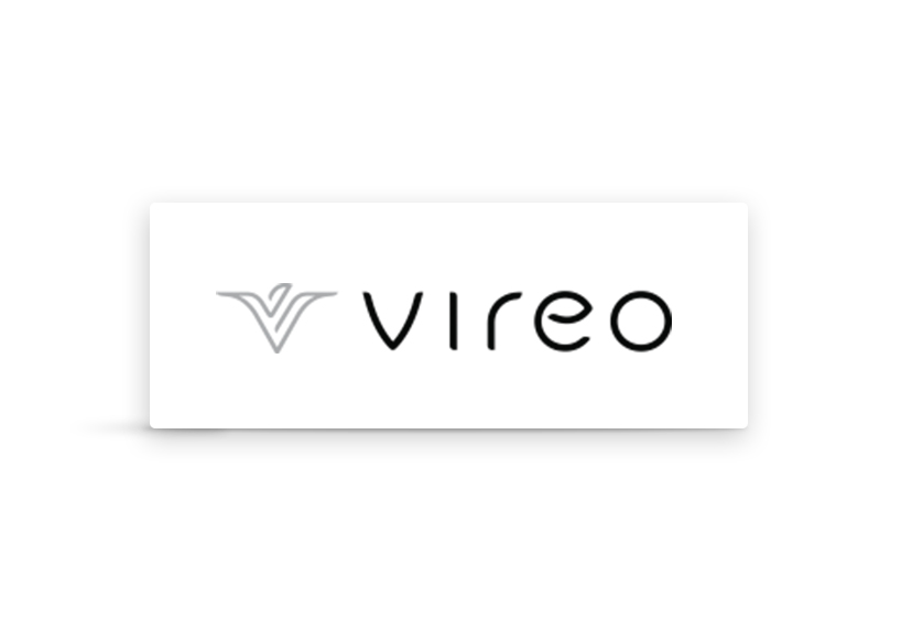 Vireo logo with a stylized bird icon to the left of the word vireo in modern black lettering.